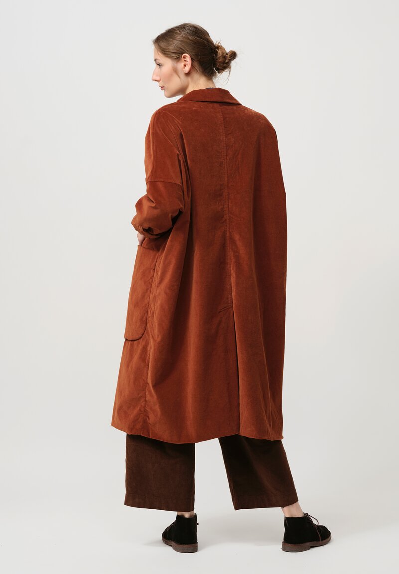 Album di Famiglia Cotton Velvet Loose Coat in Rust Brown	