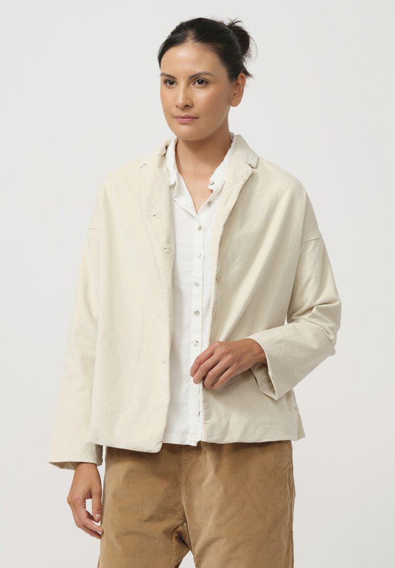 Album di Famiglia Cotton Velvet Loose Blazer in Off White	