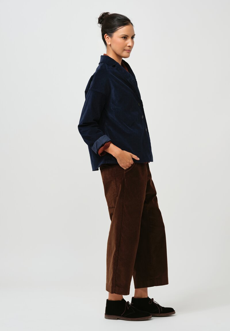 Album di Famiglia Cotton Velvet Loose Blazer in Ink Blue	