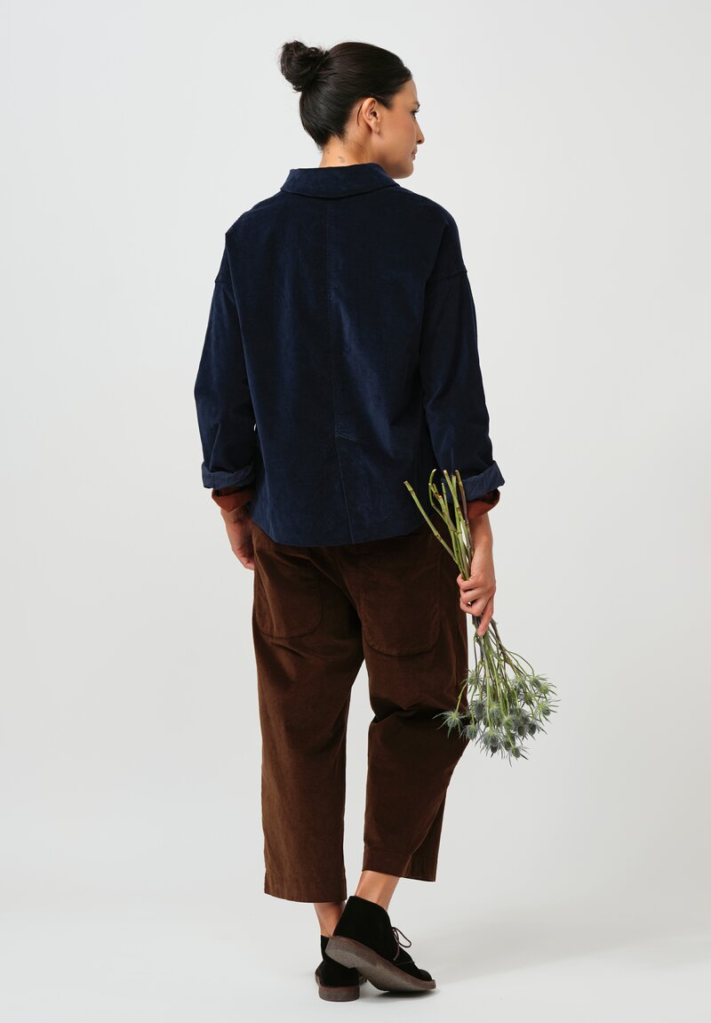 Album di Famiglia Cotton Velvet Loose Blazer in Ink Blue	