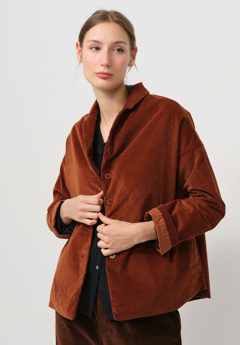 Album di Famiglia Cotton Velvet Loose Blazer in Rust Brown	