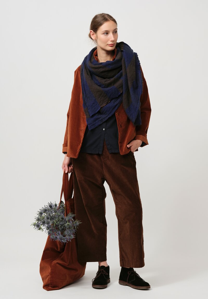 Album di Famiglia Cotton Velvet Loose Blazer in Rust Brown	