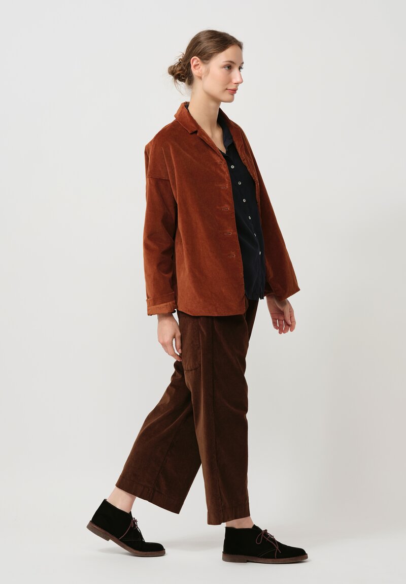 Album di Famiglia Cotton Velvet Loose Blazer in Rust Brown	