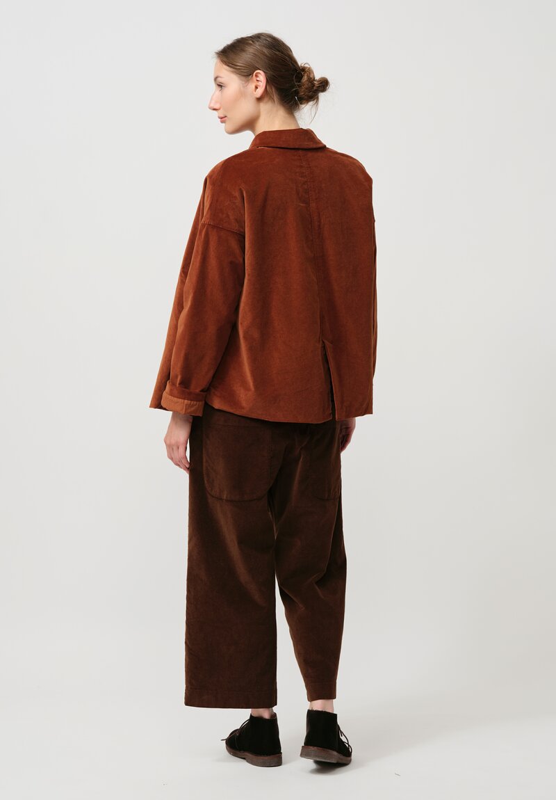 Album di Famiglia Cotton Velvet Loose Blazer in Rust Brown	