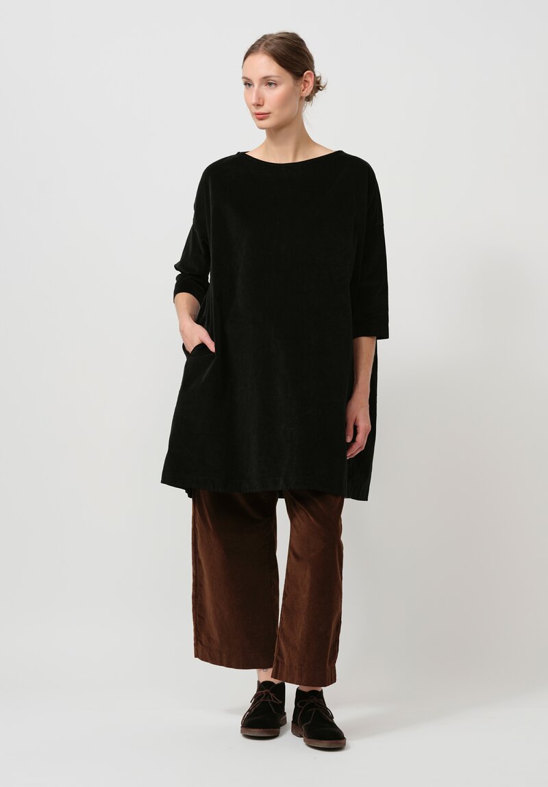 Album di Famiglia Cotton Velvet Tunic in Black	