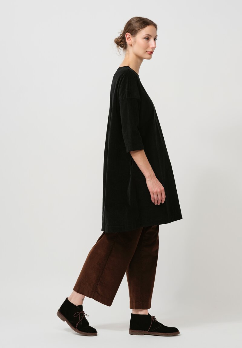 Album di Famiglia Cotton Velvet Tunic in Black	