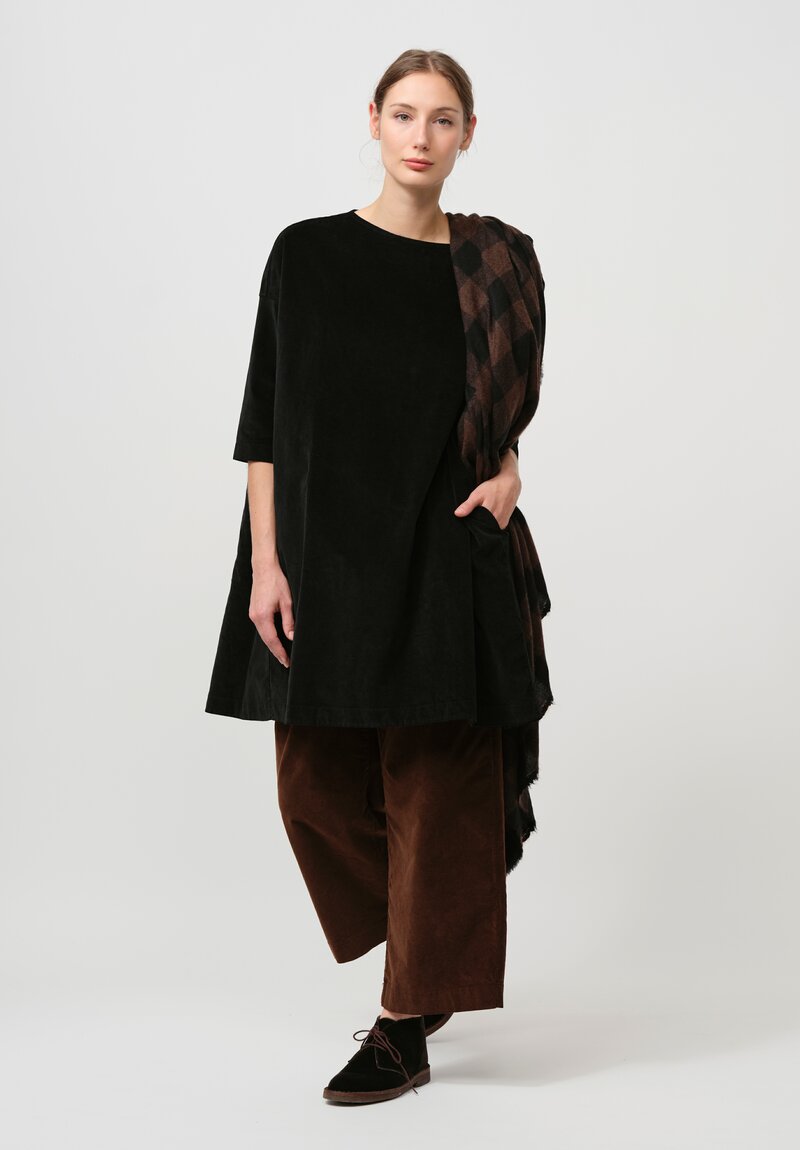 Album di Famiglia Cotton Velvet Tunic in Black	