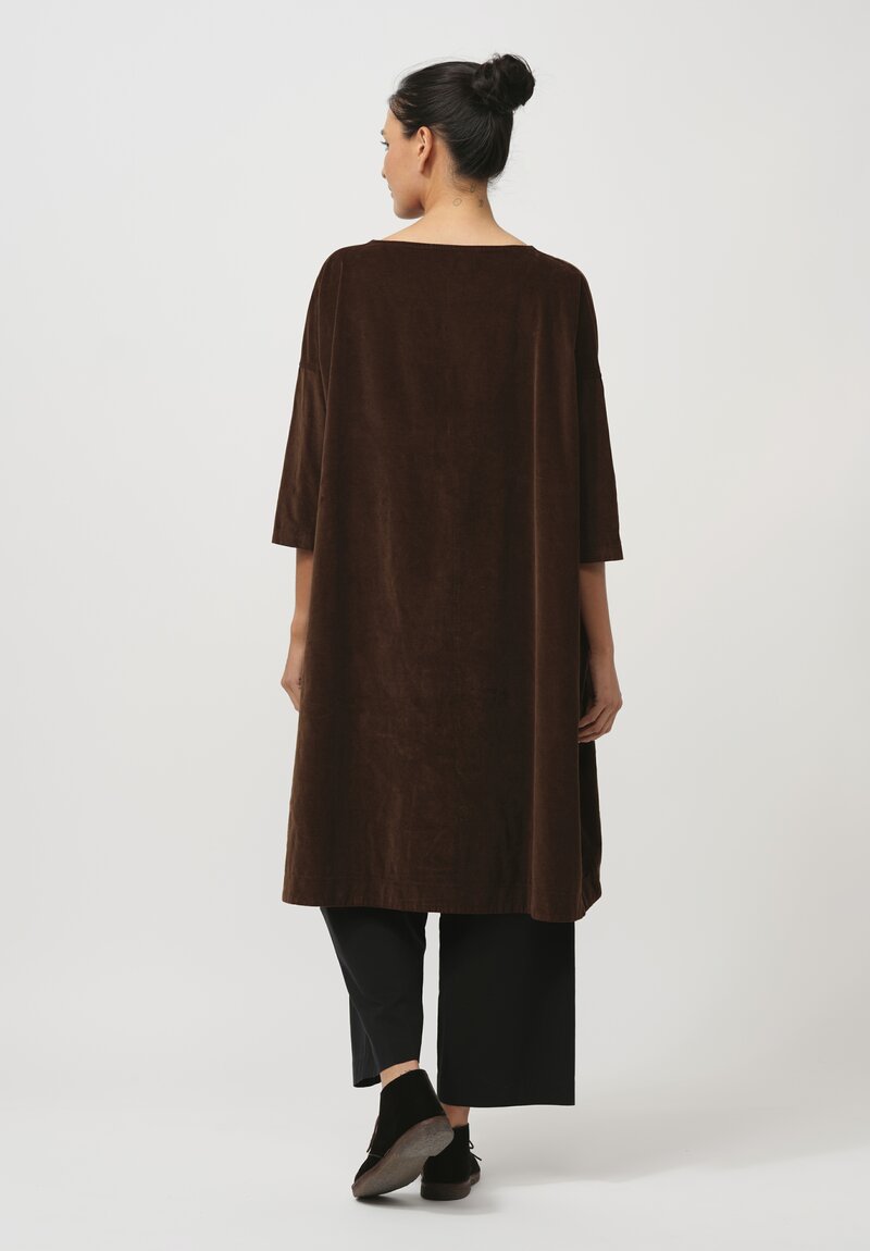 Album di Famiglia Cotton Velvet Dress in Coffee Brown	