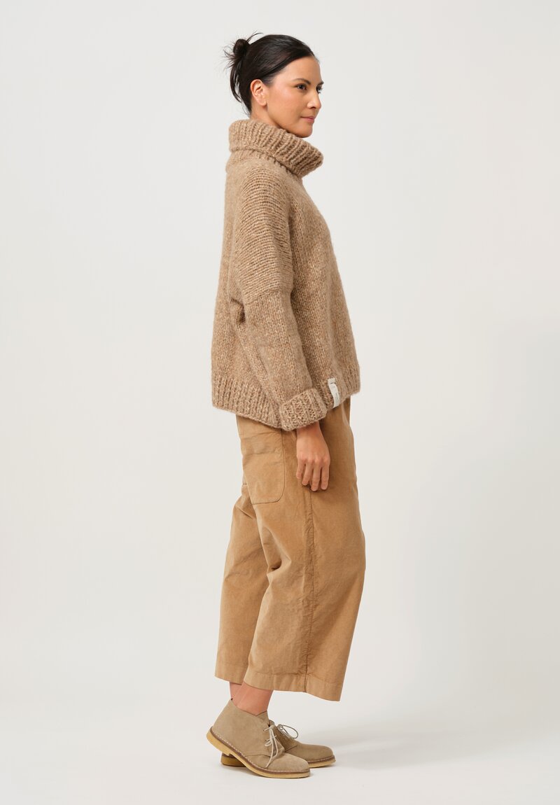 Album di Famiglia Serie Numerata Hand-Knit Alpaca & Cotton Dolcevita Turtleneck in Sugar Brown	