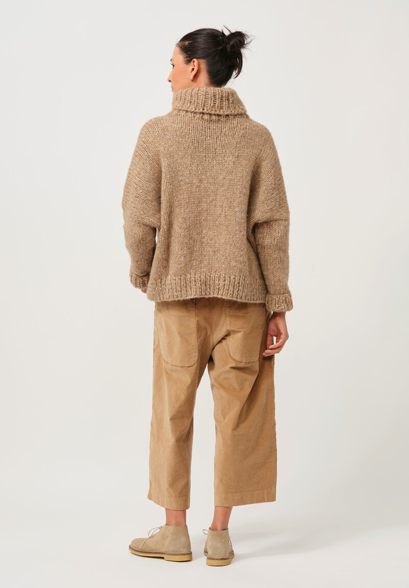 Album di Famiglia Serie Numerata Hand-Knit Alpaca & Cotton Dolcevita Turtleneck in Sugar Brown	