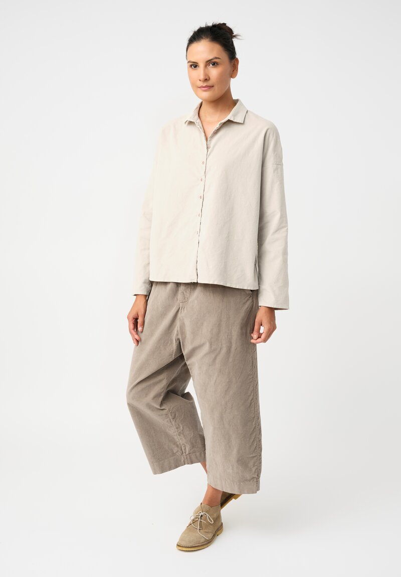 Album di Famiglia Cotton Velvet Short Collar Shirt in Fog Grey