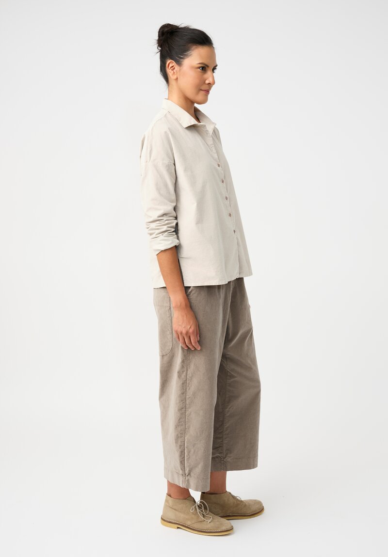 Album di Famiglia Cotton Velvet Short Collar Shirt in Fog Grey