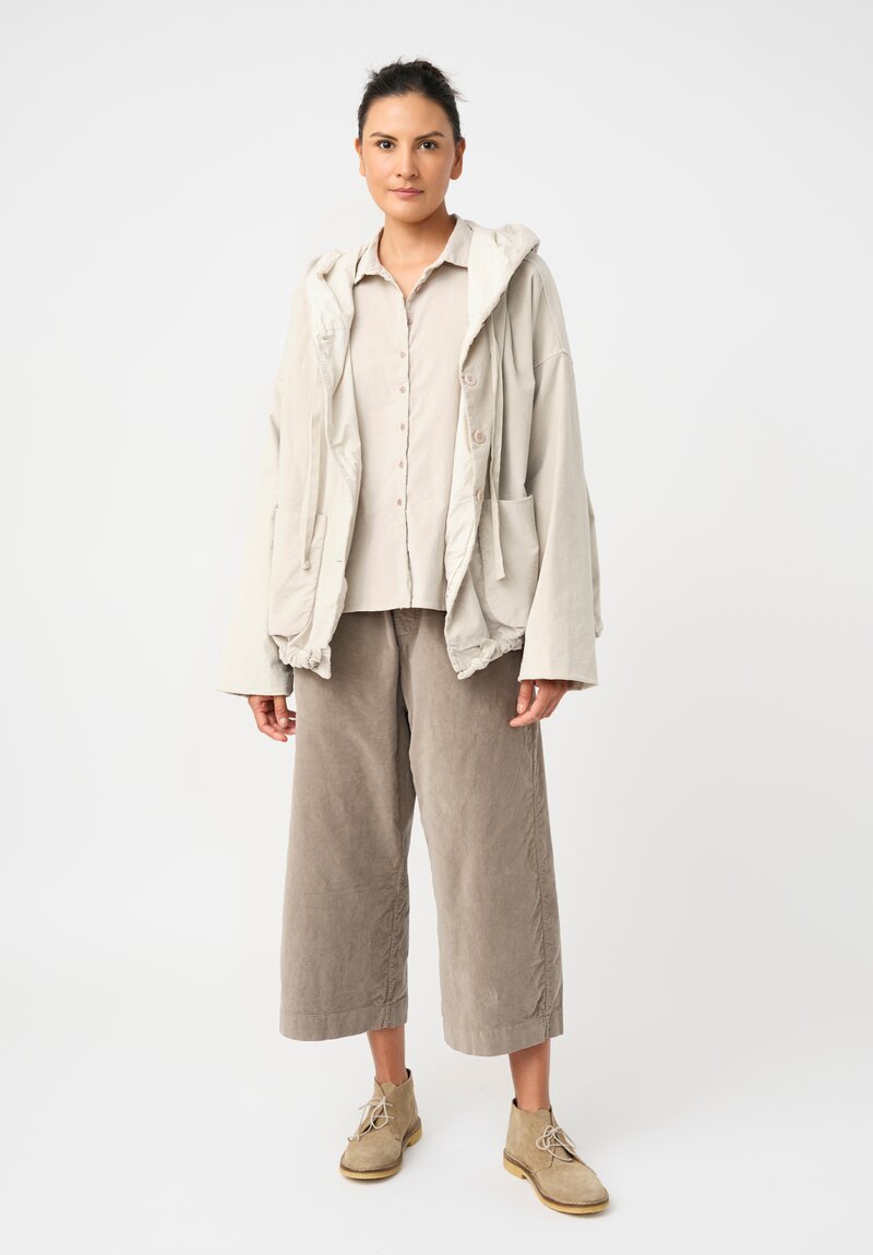 Album di Famiglia Cotton Velvet Short Collar Shirt in Fog Grey