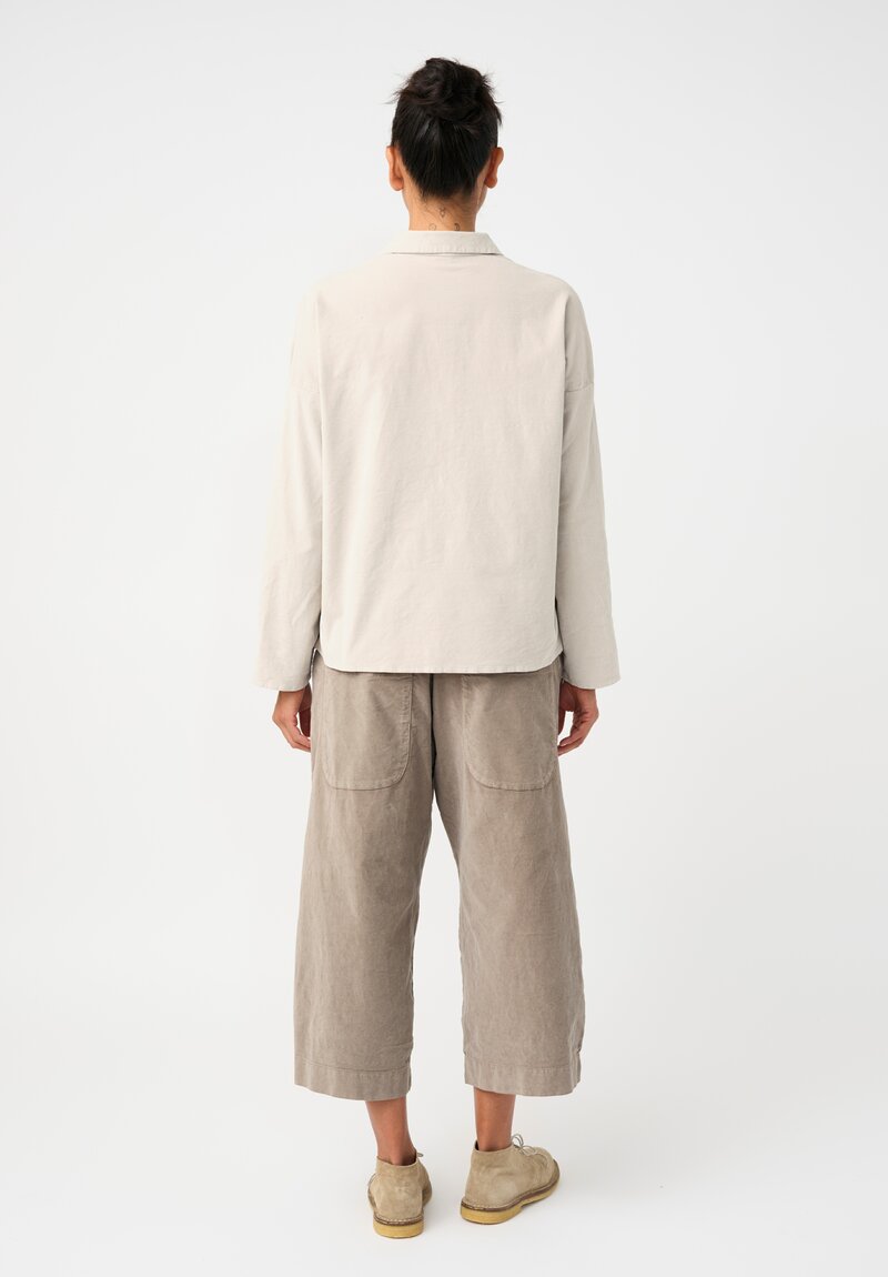 Album di Famiglia Cotton Velvet Short Collar Shirt in Fog Grey