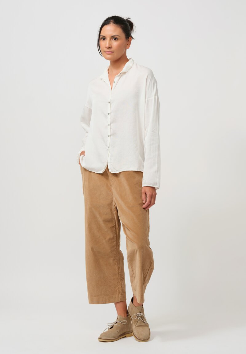 Album di Famiglia Silk & Cotton Short Collar Shirt in Milk White	