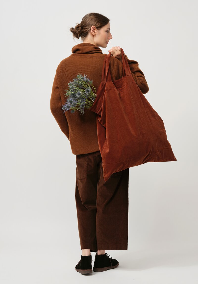 Album di Famiglia Cotton Velvet Big Bag in Rust Brown	