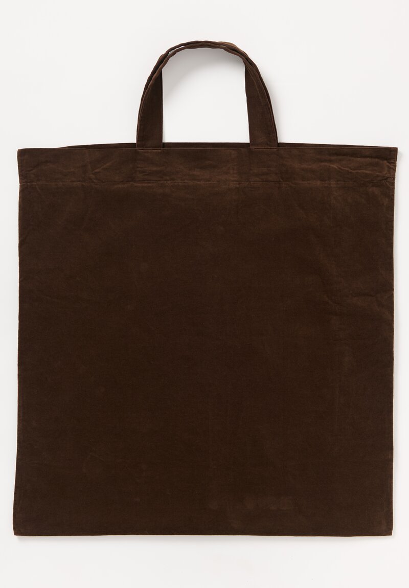 Album di Famiglia Cotton Velvet Big Bag in Coffee Brown	