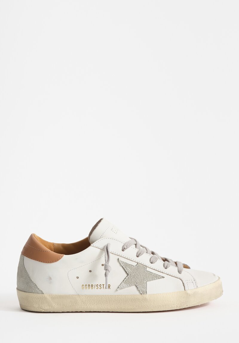 Golden Goose Leather Super Star Sneakers in White & Ice Star	