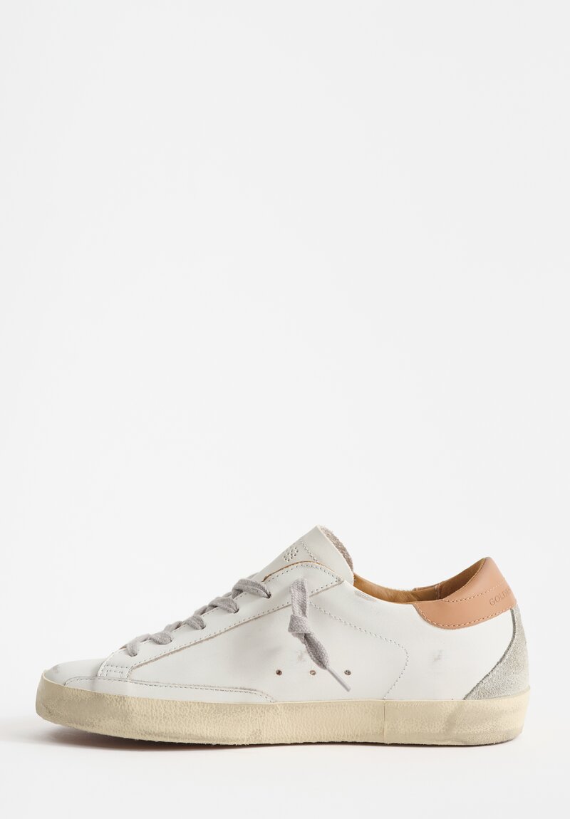 Golden Goose Leather Super Star Sneakers in White & Ice Star	