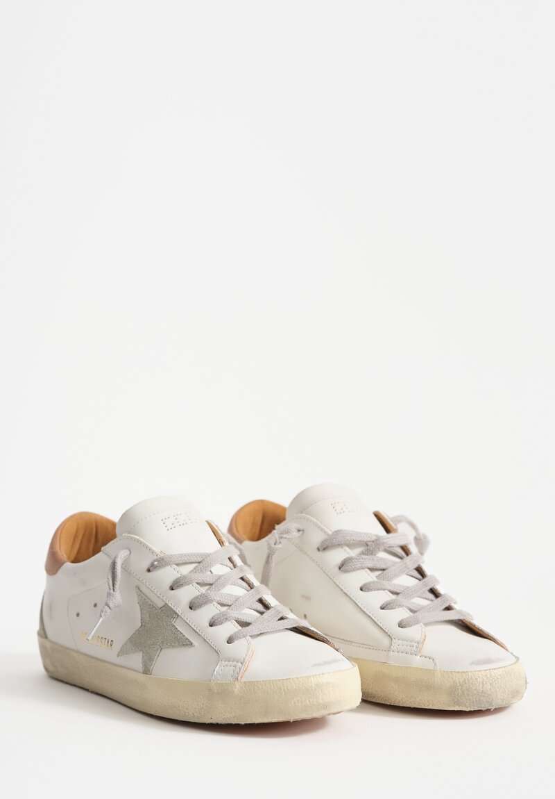 Golden Goose Leather Super Star Sneakers in White & Ice Star	