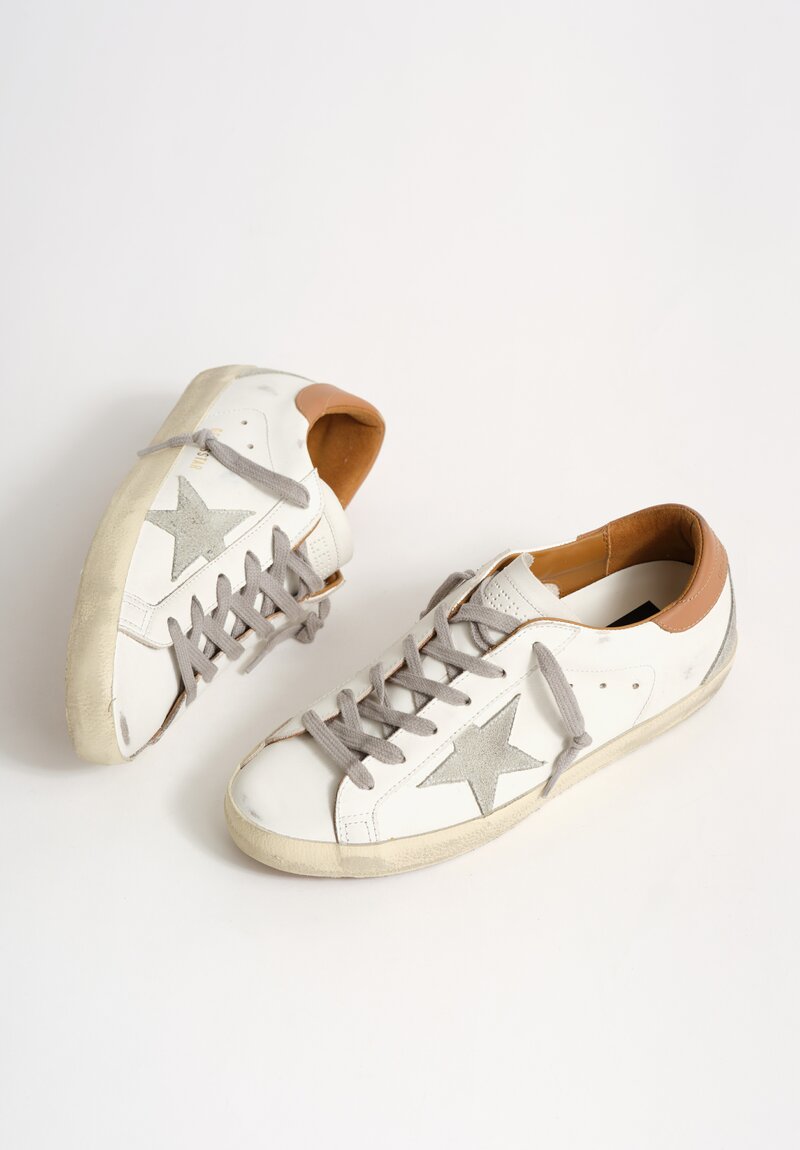 Golden Goose Leather Super Star Sneakers in White & Ice Star	