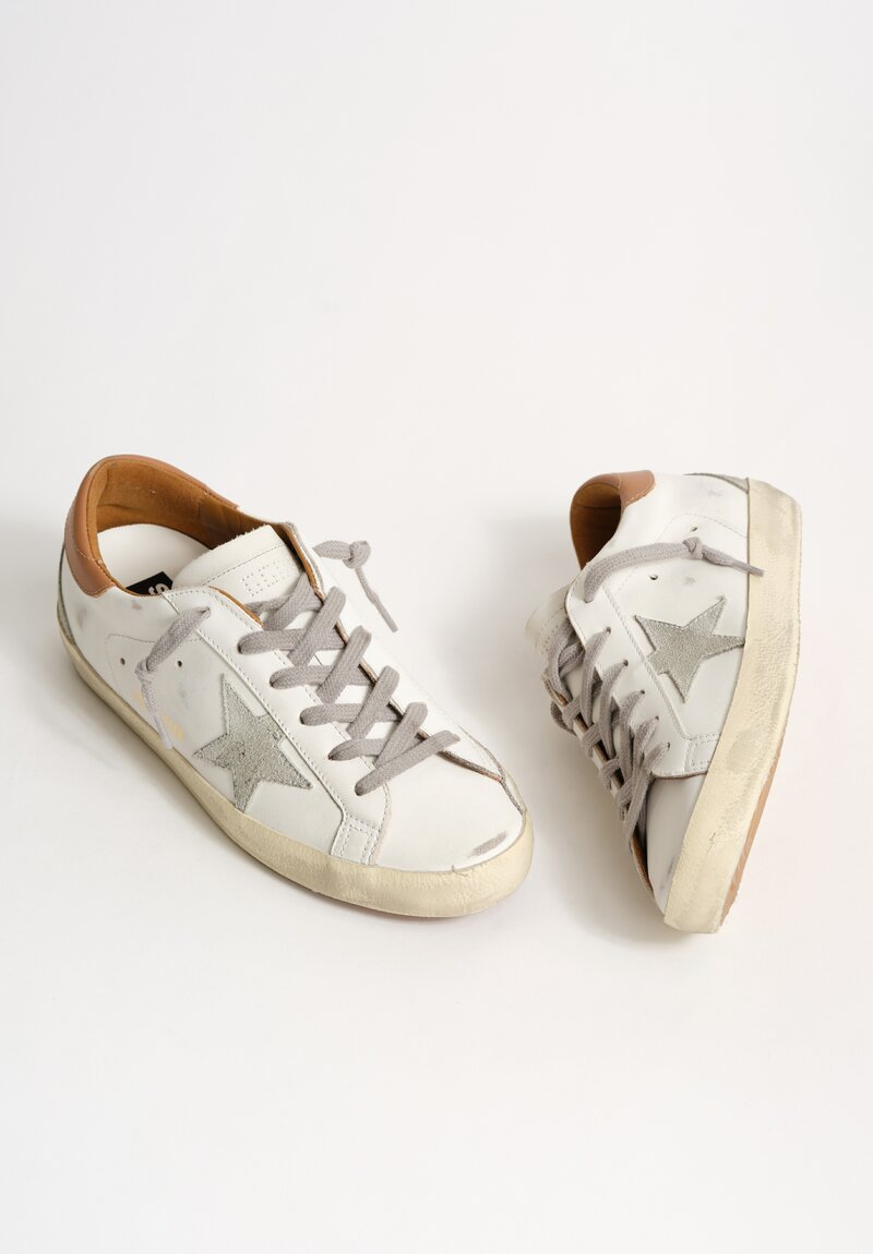 Golden Goose Leather Super Star Sneakers in White & Ice Star	