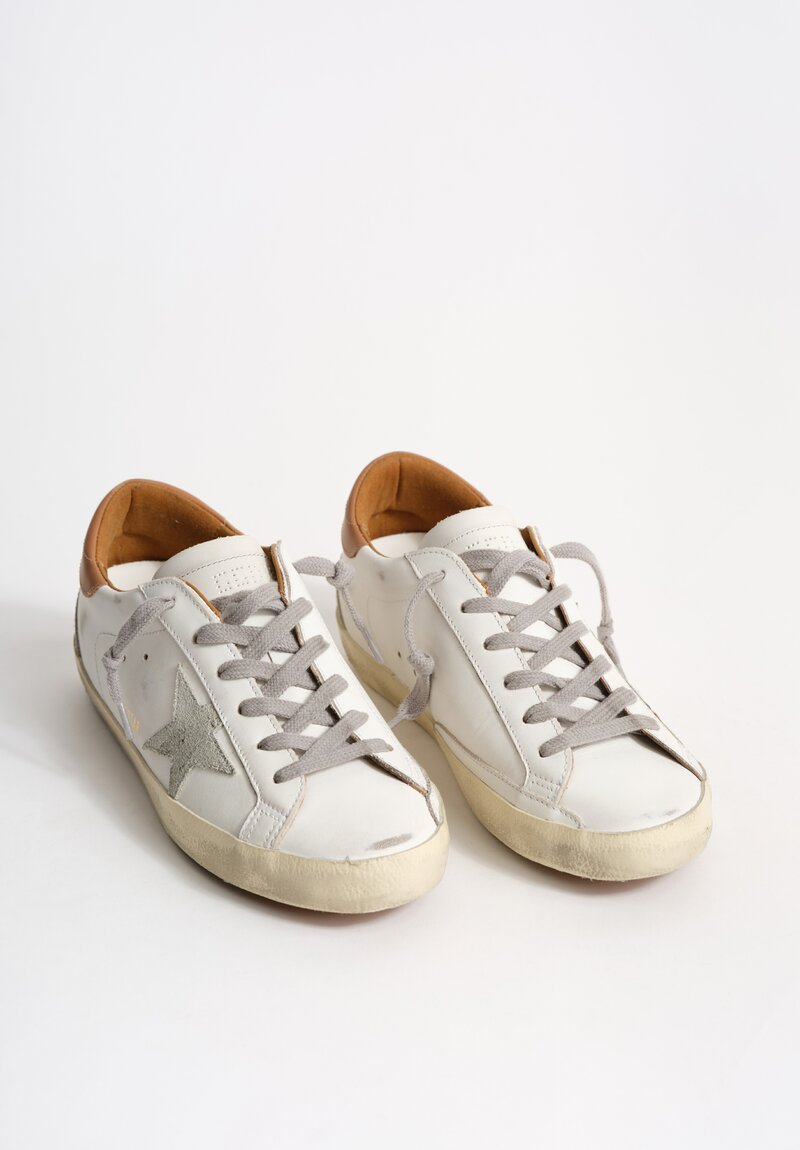 Golden Goose Leather Super Star Sneakers in White & Ice Star	