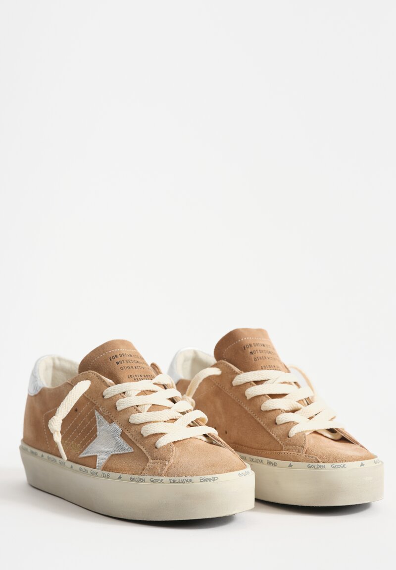 Golden Goose Hi Star Suede Sneaker in Tobacco Tan & Silver Star	