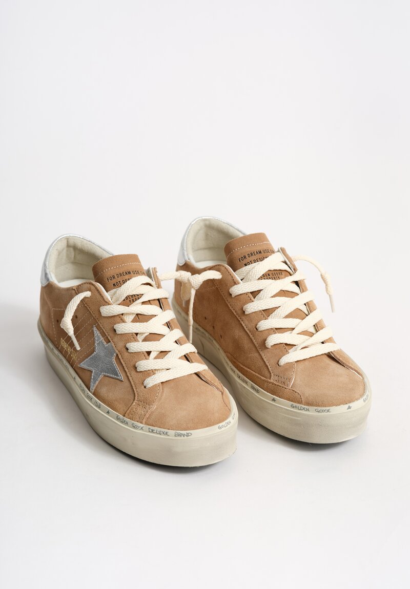 Golden Goose Hi Star Suede Sneaker in Tobacco Tan & Silver Star	
