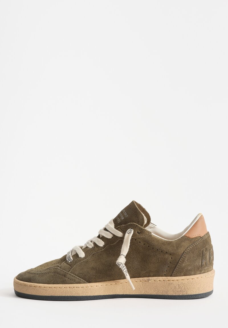 Golden Goose Suede Ball Star Shoe in Olive & Platinum Star	