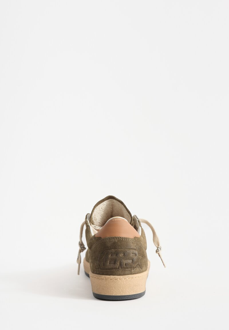 Golden Goose Suede Ball Star Shoe in Olive & Platinum Star	