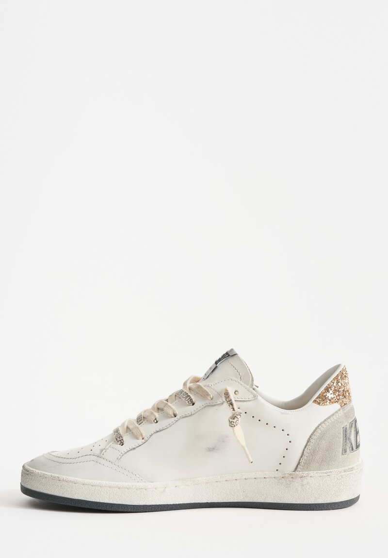 Golden Goose Ball Star Shoe in Gold & Black Glitter	