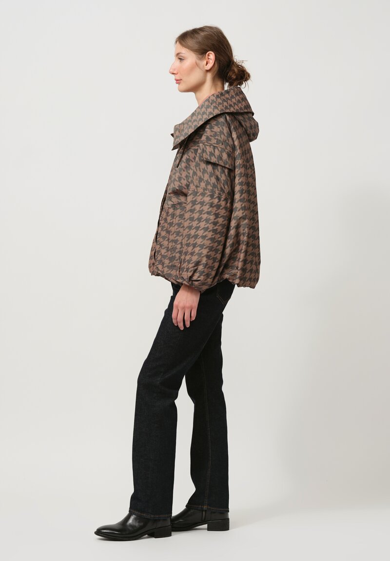 Dries Van Noten Vanilla Jacket in Houndstooth Khaki & Black	