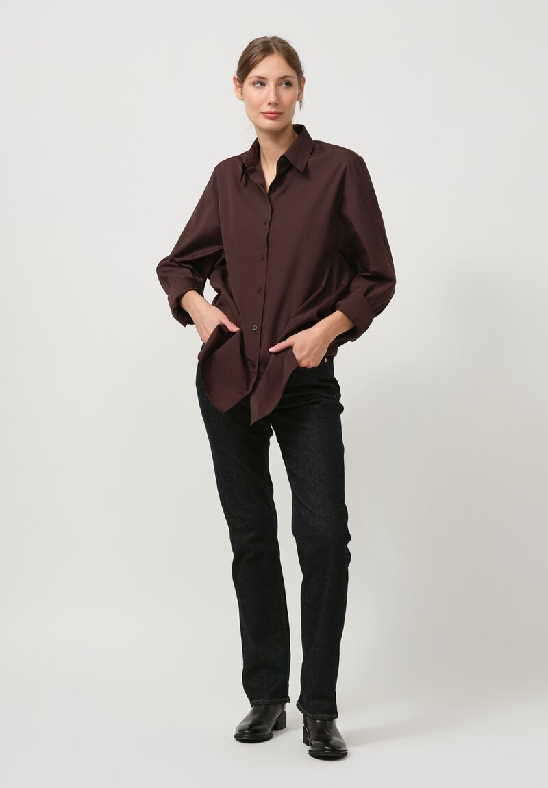 Dries Van Noten Cotton Casio Tape Shirt in Dark Brown	