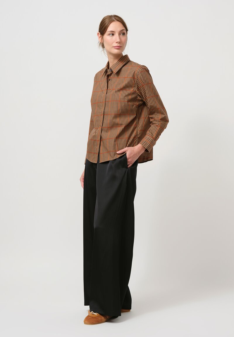 Dries Van Noten Cotton Clavini Shirt in Plaid Rust & Brown	