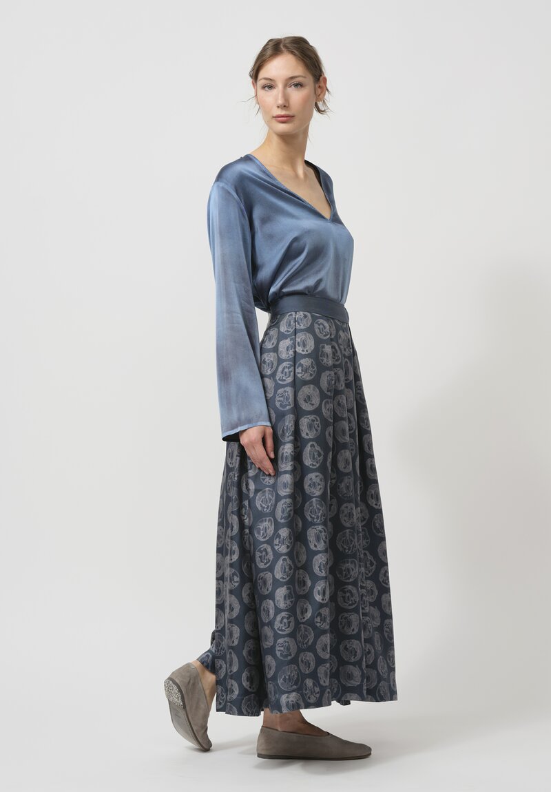 Sabina Savage Silk The Tsuba Print Trousers in Winter Flint	