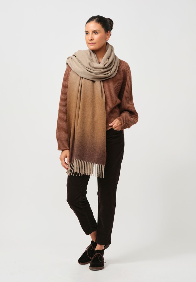 Begg x Co Cashmere Nuance Ombre Stole in Caramel Coast & Brown	