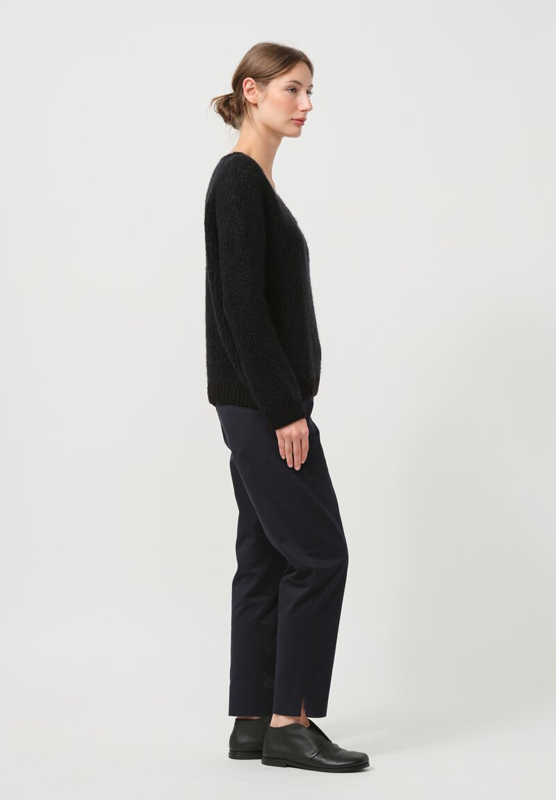 Wommelsdorff Hand Knit Cashmere & Silk Mati Sweater in Space Black	