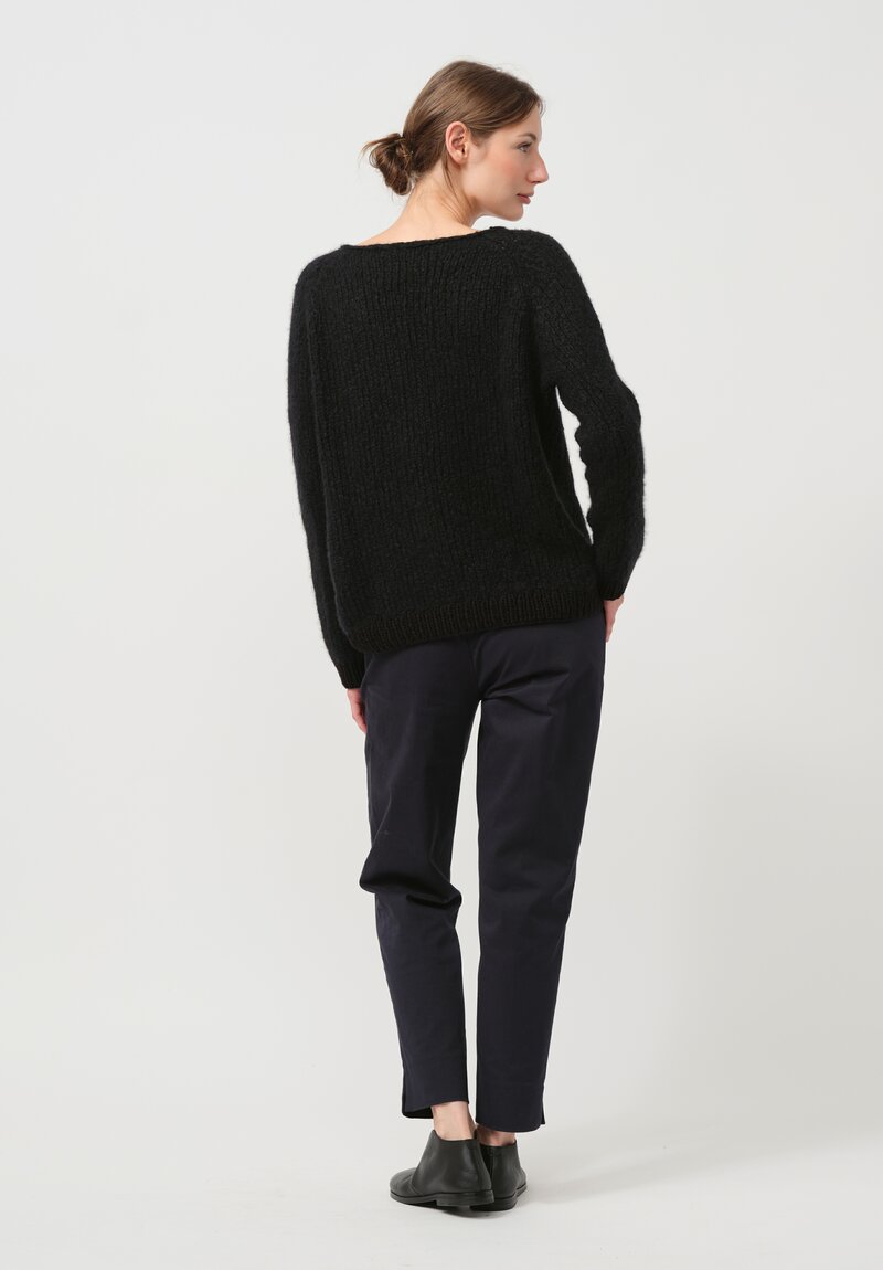 Wommelsdorff Hand Knit Cashmere & Silk Mati Sweater in Space Black	