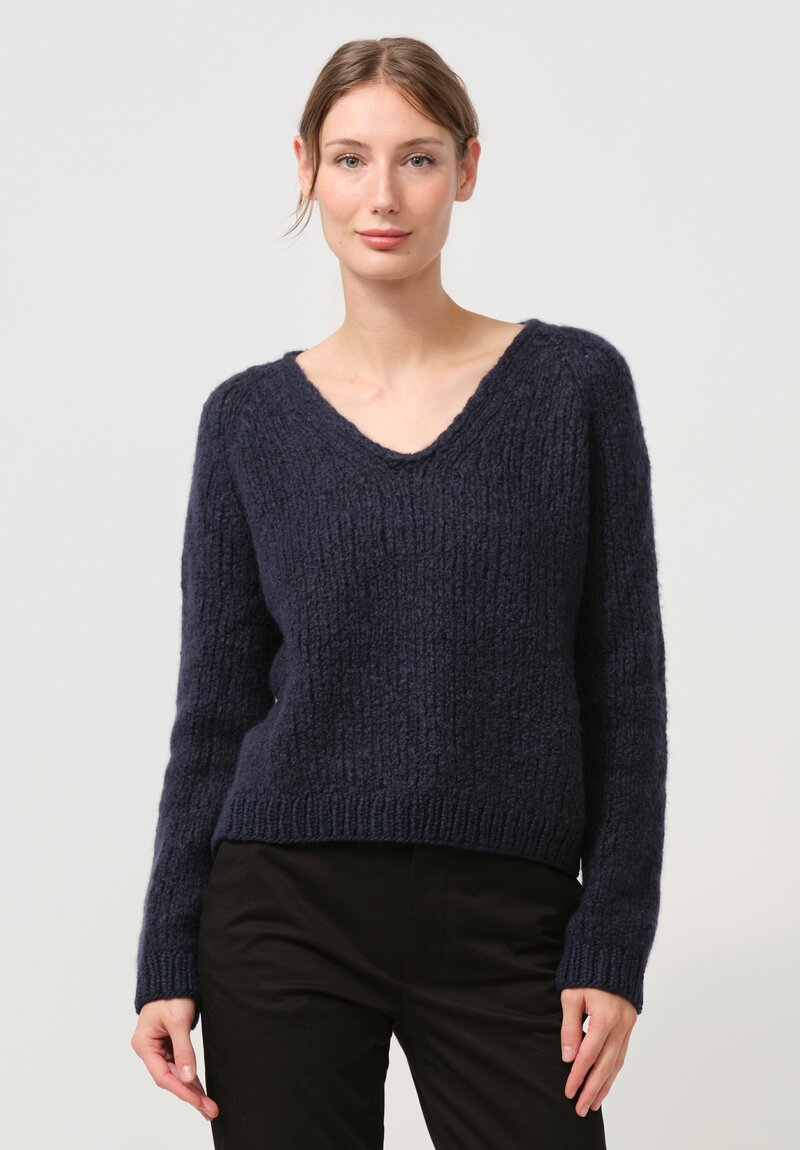 Wommelsdorff Hand Knit Cashmere & Silk Mati Sweater in Atlantic Blue	