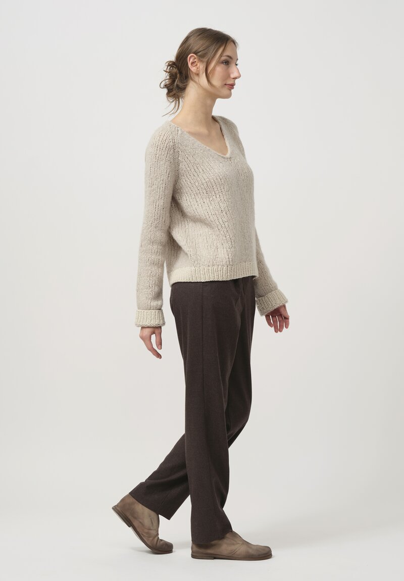 Wommelsdorff Hand Knit Cashmere & Silk Mati Sweater in Storm White	