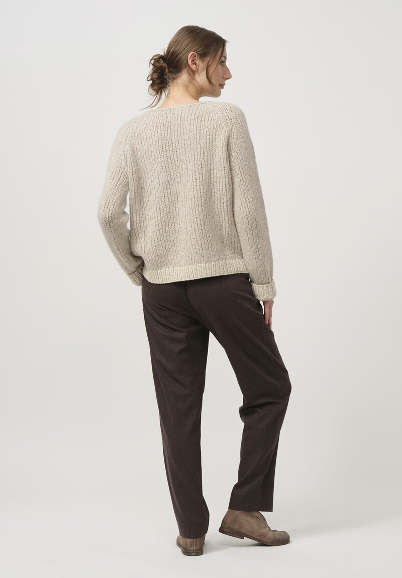 Wommelsdorff Hand Knit Cashmere & Silk Mati Sweater in Storm White	