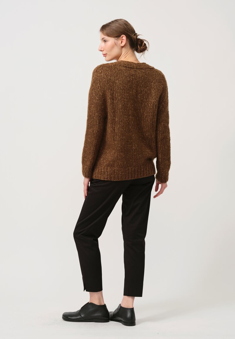 Wommelsdorff Hand Knit Cashmere & Silk Luna Cardigan in Bronze Brown	