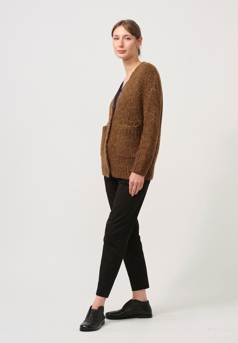 Wommelsdorff Hand Knit Cashmere & Silk Luna Cardigan in Bronze Brown	