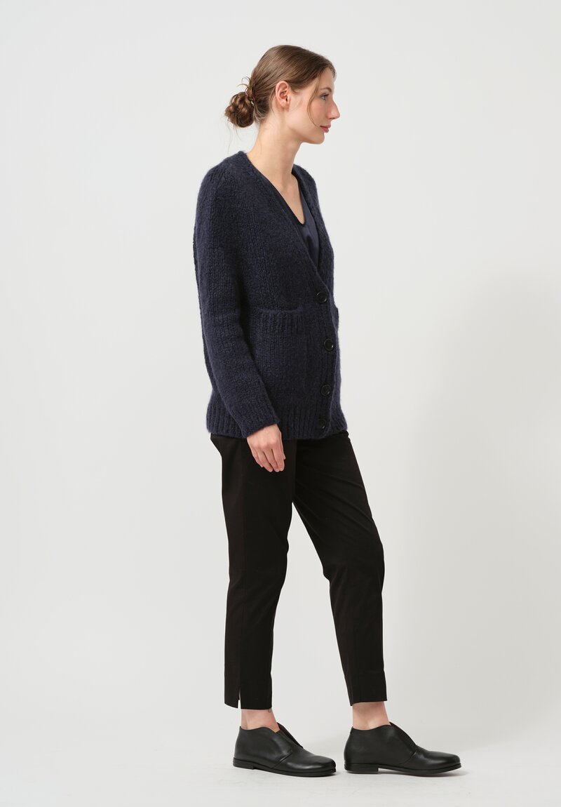 Wommelsdorff Hand Knit Cashmere & Silk Luna Cardigan in Atlantic Blue	