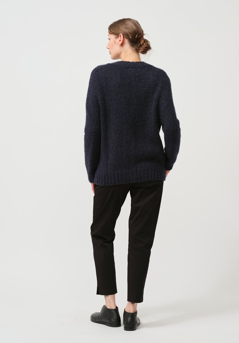 Wommelsdorff Hand Knit Cashmere & Silk Luna Cardigan in Atlantic Blue	