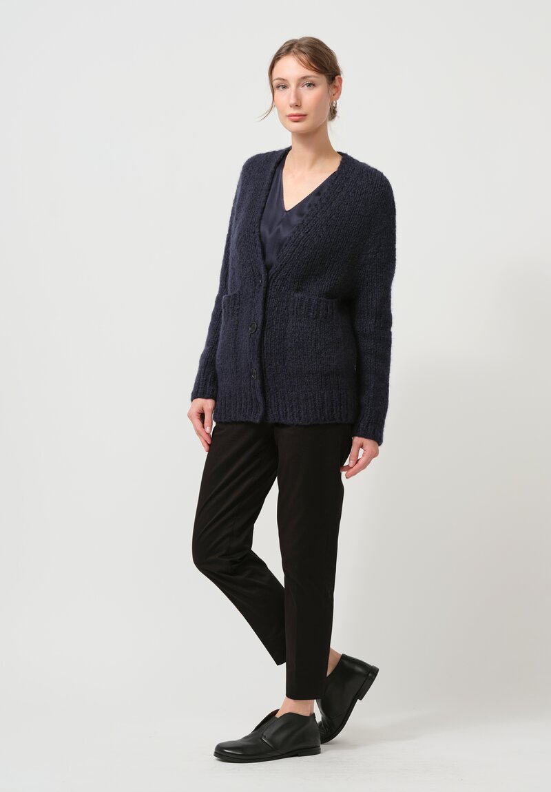 Wommelsdorff Hand Knit Cashmere & Silk Luna Cardigan in Atlantic Blue	