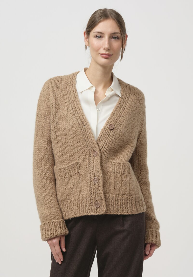 Wommelsdorff Cashmere & Silk Stella Cardigan in Caramel Brown	