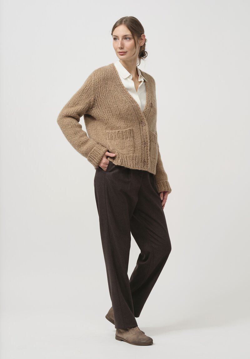 Wommelsdorff Cashmere & Silk Stella Cardigan in Caramel Brown	