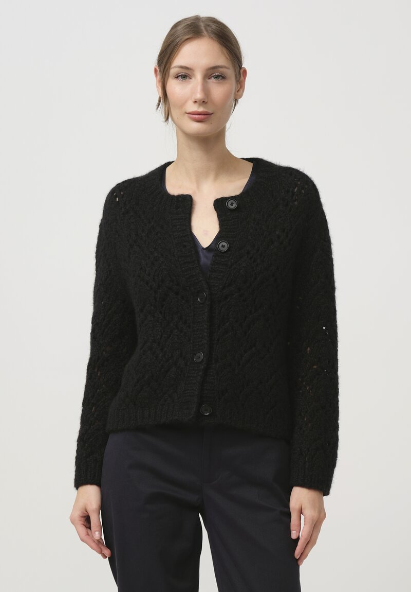 Wommelsdorff Cashmere & Silk Fee Cardigan in Space Black	